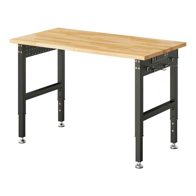 Adjustable Tool Workbench With Power Outlets, Heavy Duty, Garage, Office