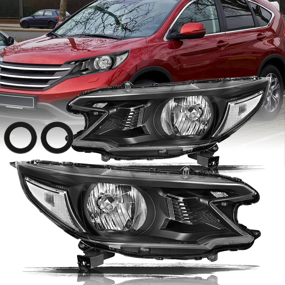 Headlight Assembly Set Compatible with [Halogen Type] 2012-2014 Honda CRV OEM He