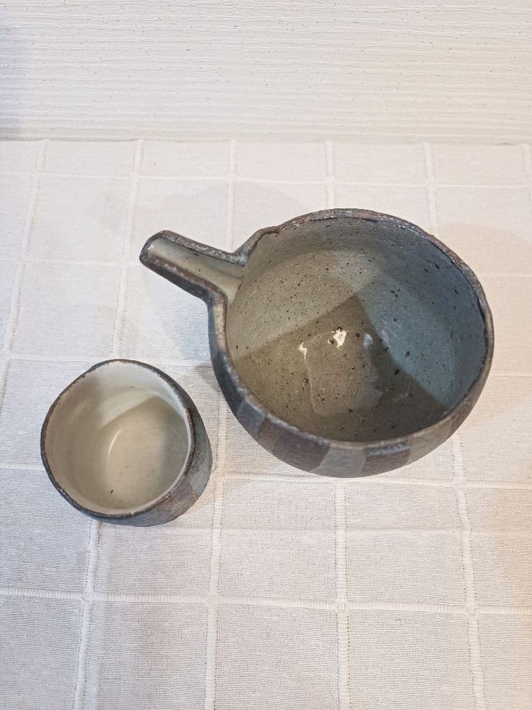 Kasama ware sake set set by Koichi Iinuma