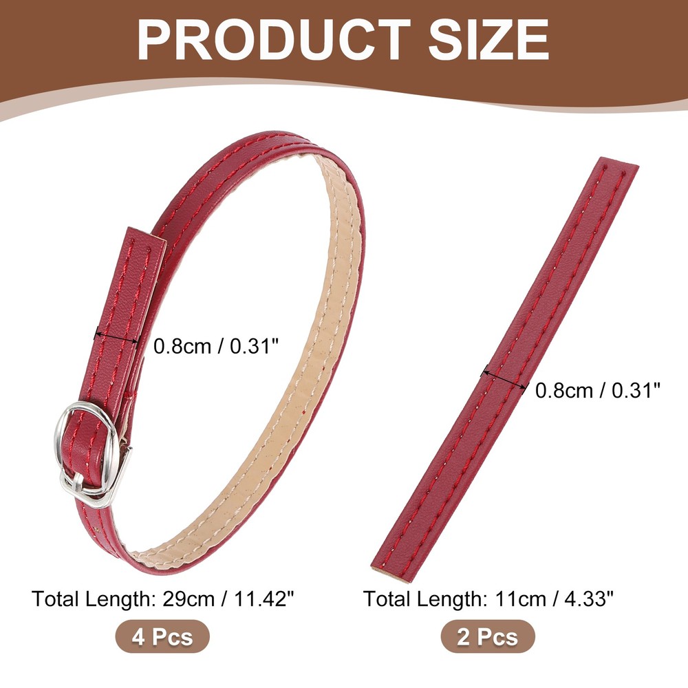 2 Pair Replacement Ankle Strap for Heels Shoe Bands, Matte Deep Red