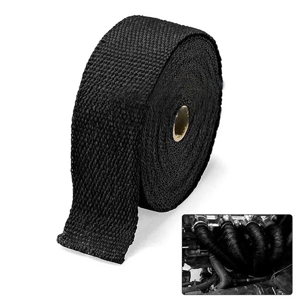 10M Black Exhaust Header Pipe Insulation Thermal Wrap Trap Motorcycle + 6 Ties
