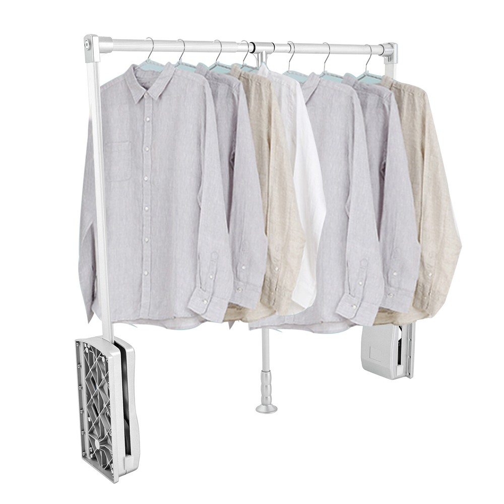 Modern 33 Inch Pull Down Closet Rod Pull Down Wardrobe Organizer Silver Indoor