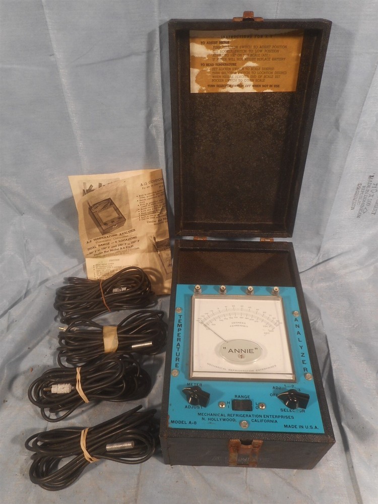 Annie A-8 Temperature Analyzer Blue Face Dual Range 4 Locations with Cables