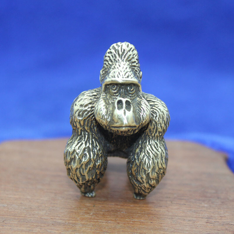 2Pack- Solid Brass Gorilla Figurine Statue Home Ornaments Animal Figurines Gift