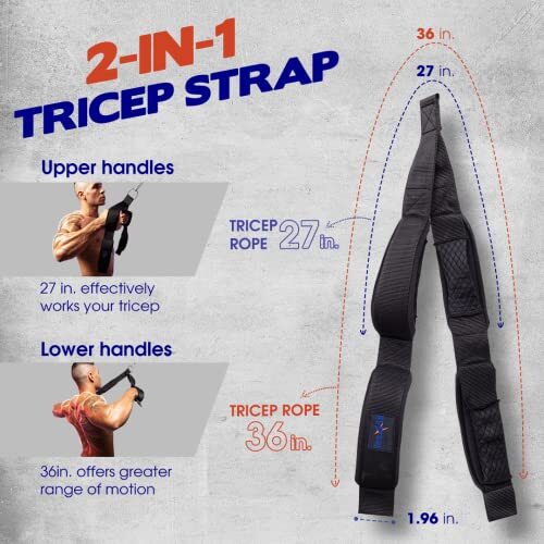 Tricep Pull Down Rope Exercise Machine Attachments Cable Anti Slip Pulldown Rope