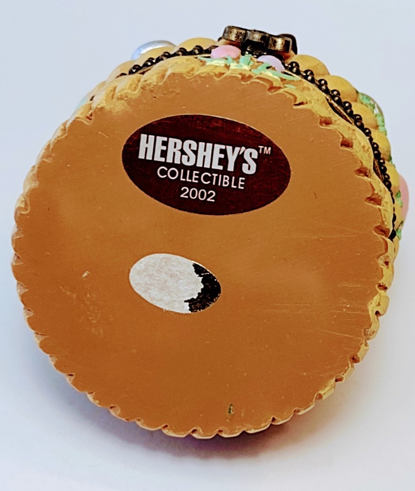 Kurt Adler Hershey EASTER Trinket Box. EUC. ELF-on-a-BASKET Hinged 2002. 3.5" T