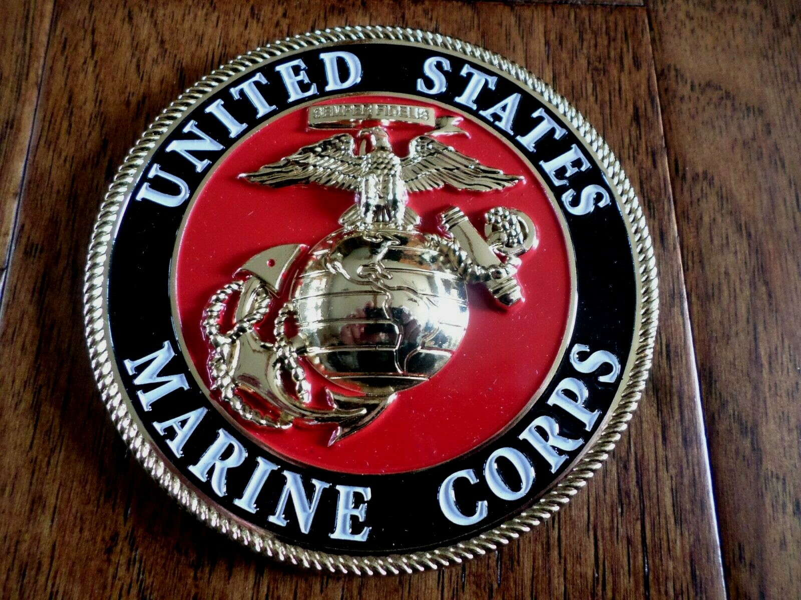 U.S MARINE CORPS EGA USMC METAL MEDALLION ENAMEL SHADOW BOX EMBLEM PLAQUE