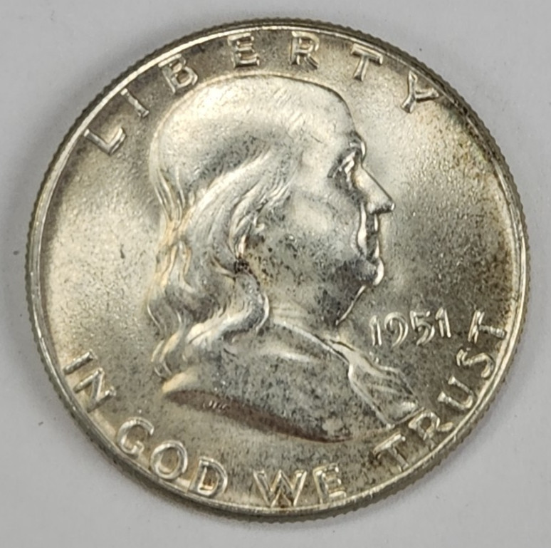 1951 Franklin Half Dollar - Silver - AU - Almost Uncirculated