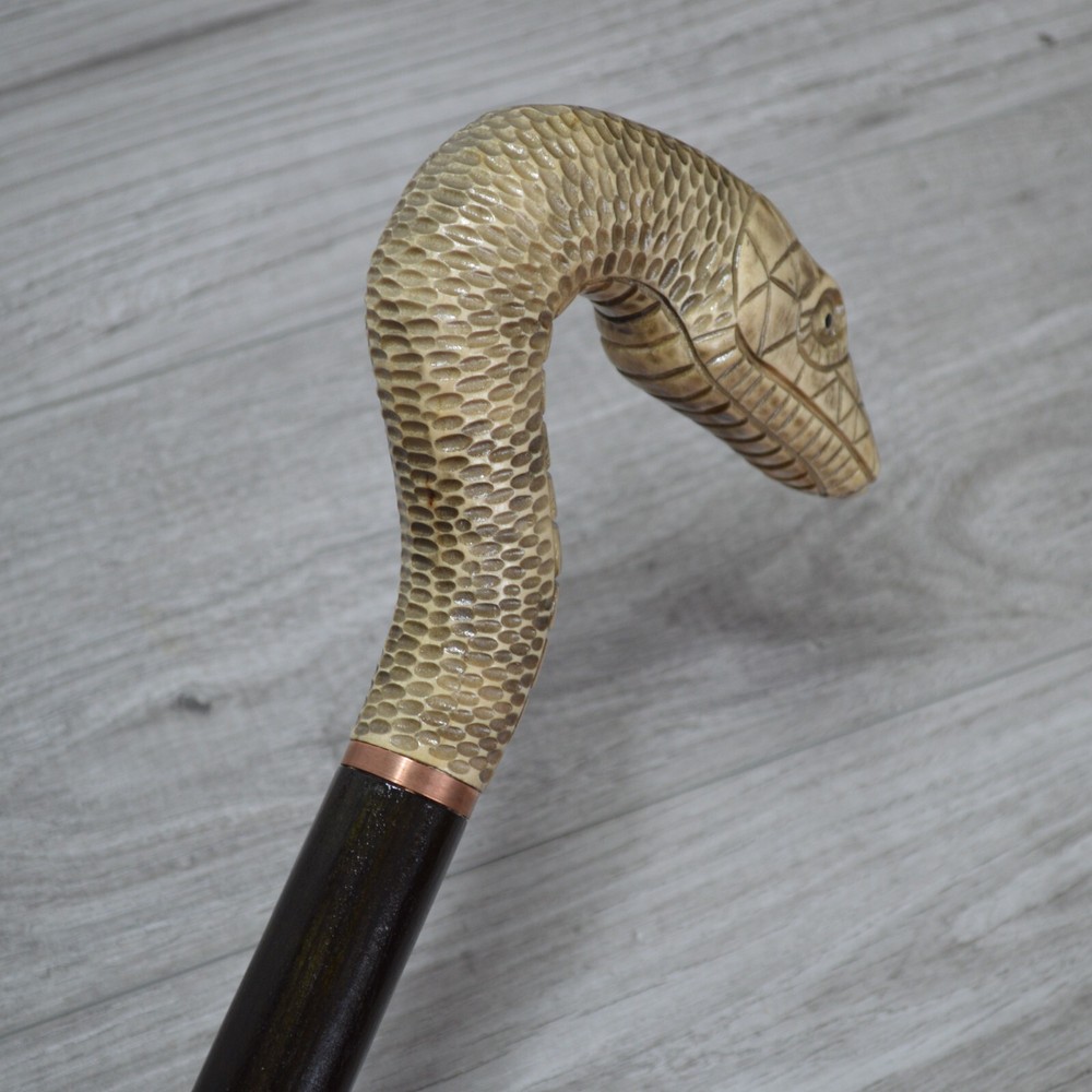 Cane Walking Stick Wooden carved Handmade - Asp