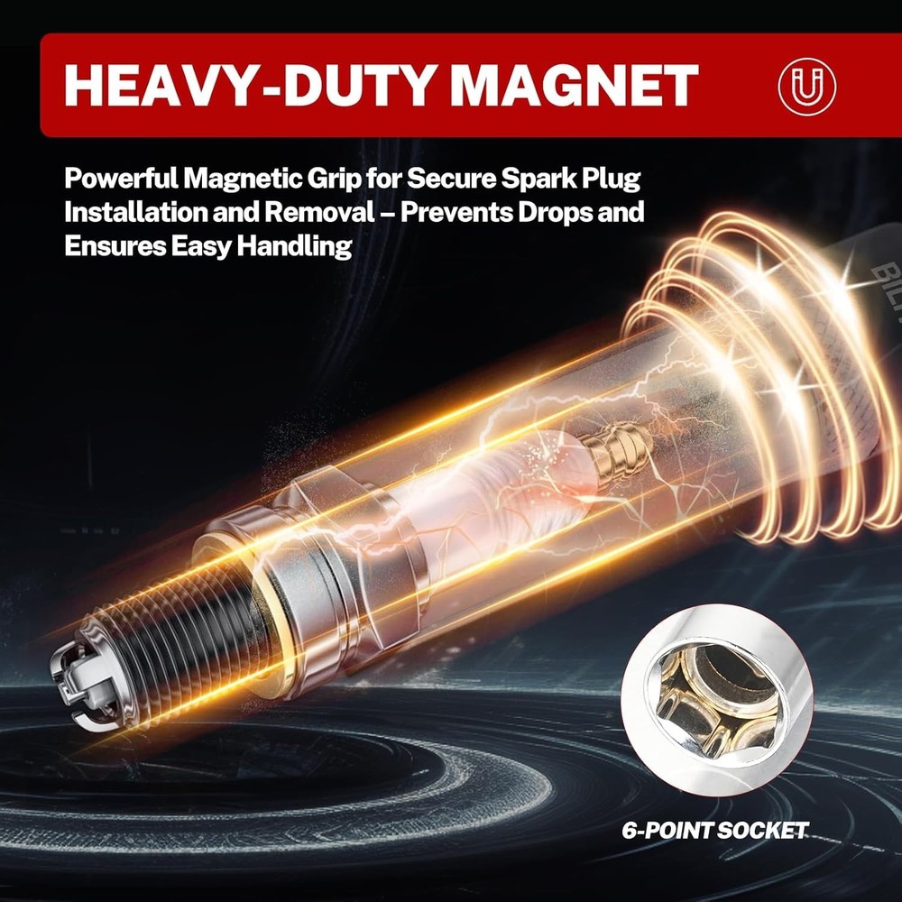 Lightweight 5/8-Inch Thin Wall Magnetic Spark Plug Socket - 6
