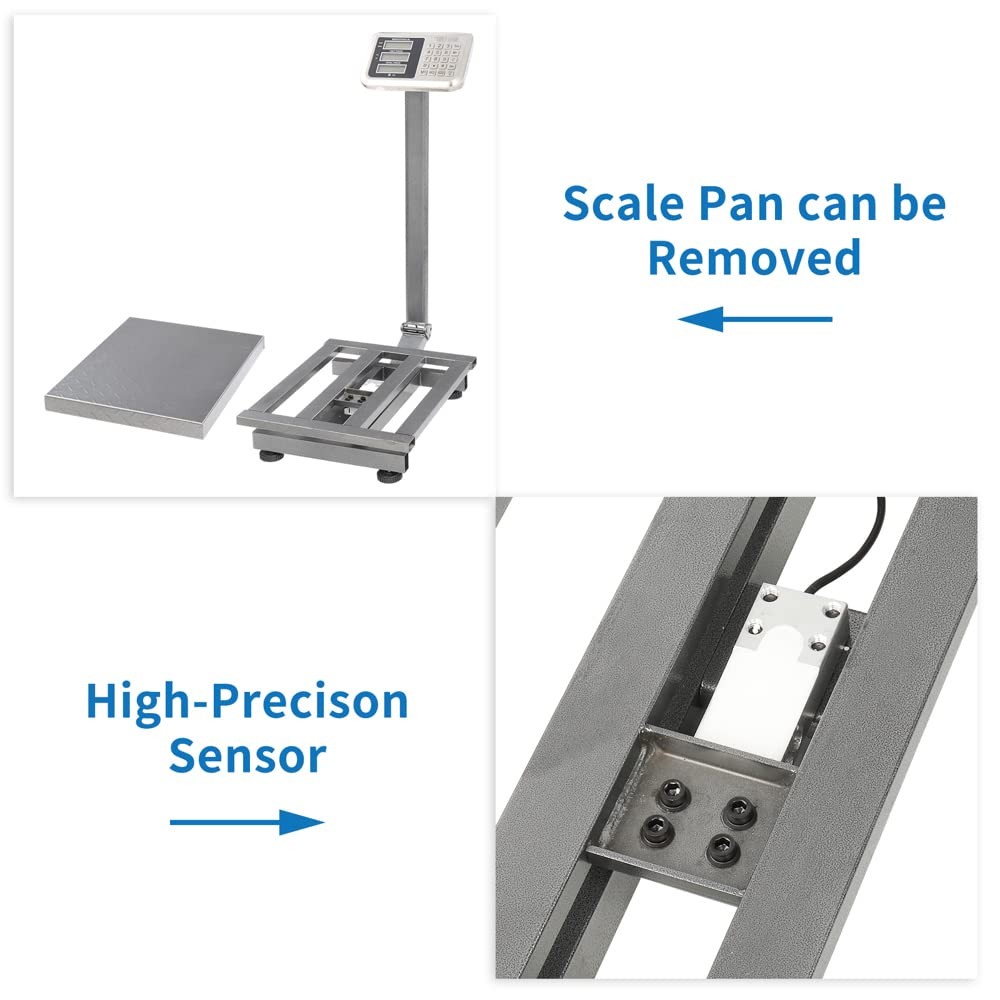 661lbs Electronic Platform Scale Stainless Steel High-Definition LCD Display