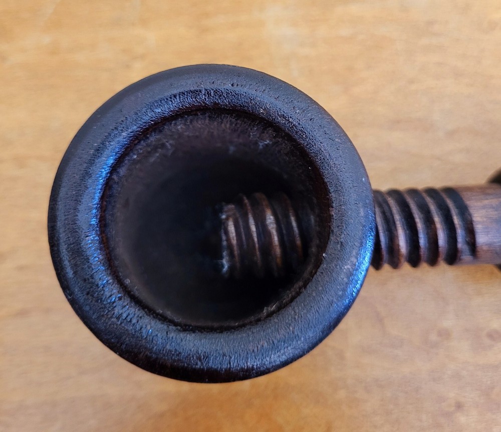Vintage Solid Wooden Screw Nutcracker Pipe Shaped Nut Cracker Removable Handle