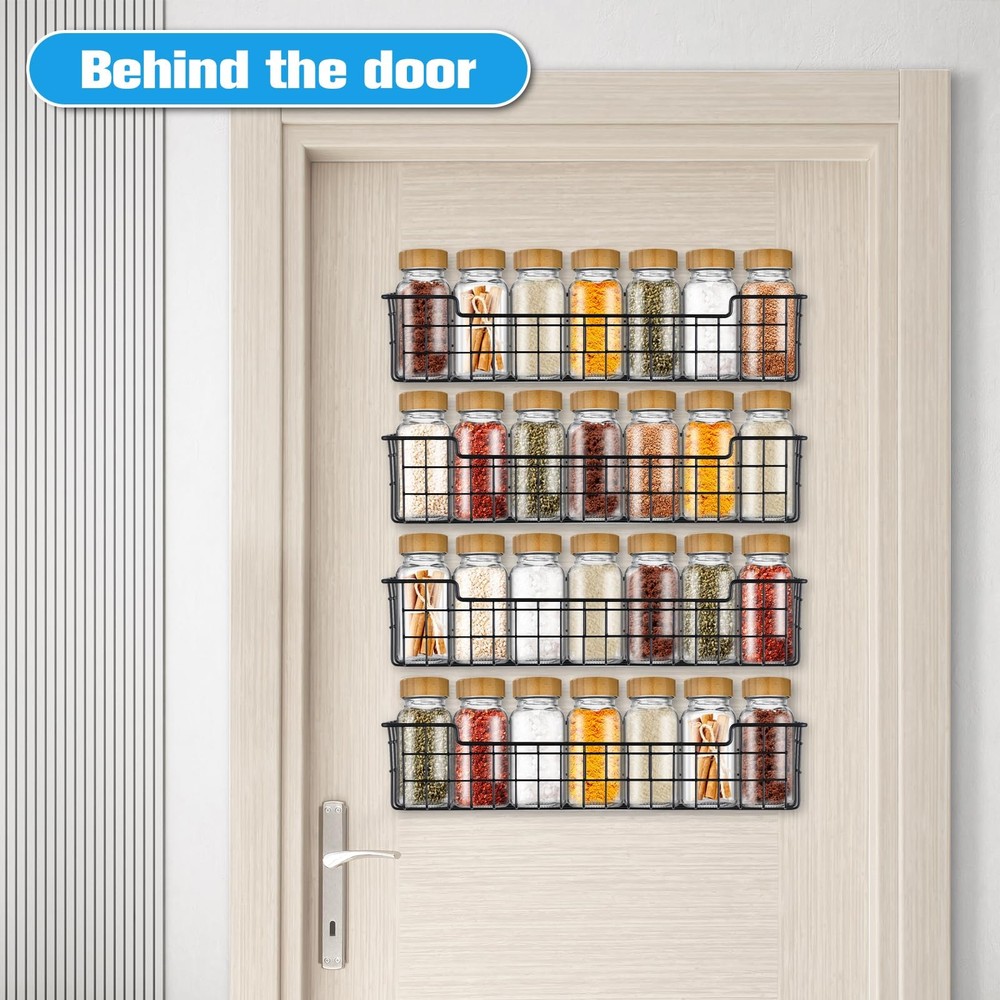 GUUKAR Spice Rack Organizer Wall Mount, 2 Pack, Black-2 Pack