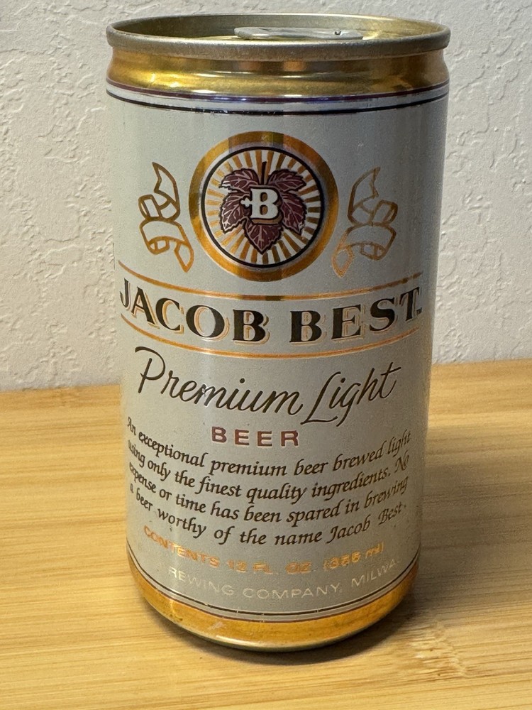 Jacob's Best Premium Light Beer - Empty Beer Can - Bottom Opened