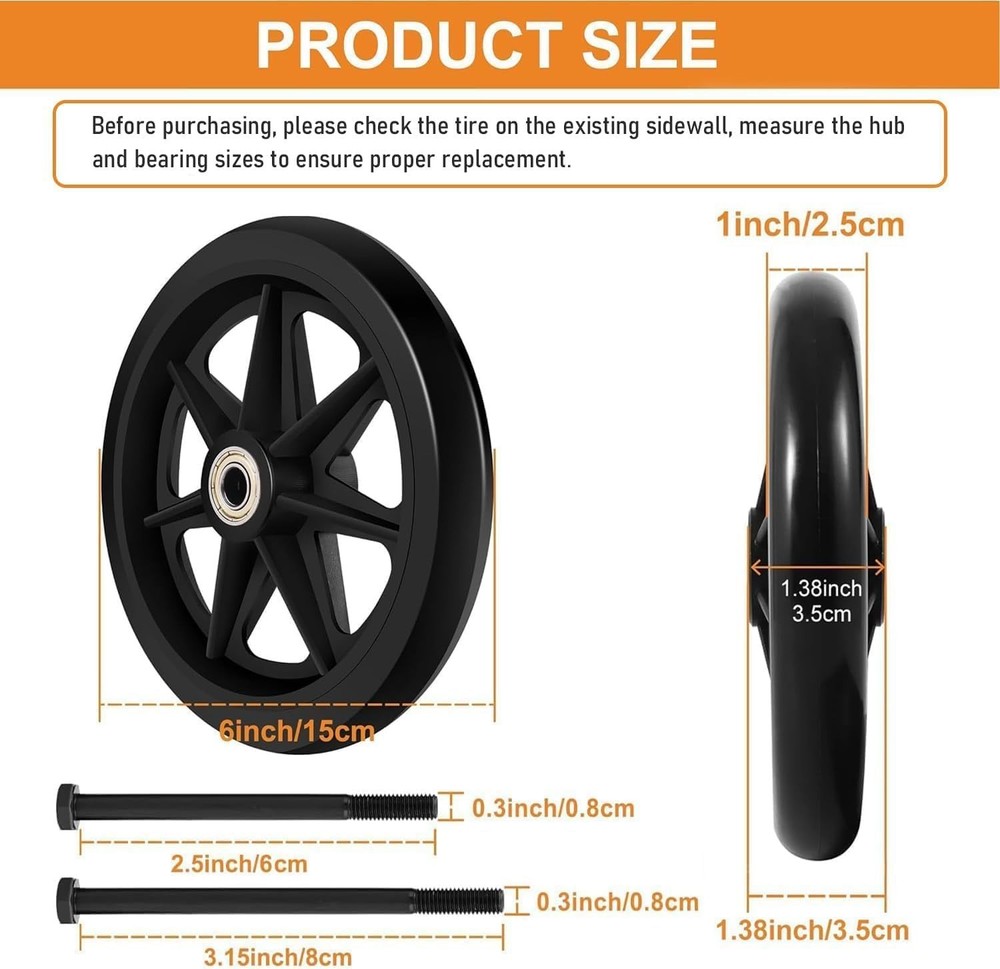 Lightweight 6 Inch Replacement Wheels for Walkers - Easy Installation & Durable
