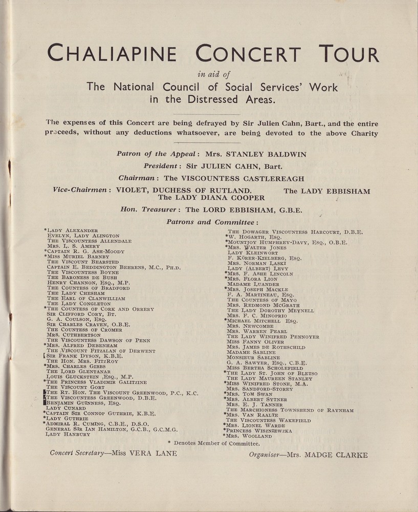 FEODOR IVANOVICH CHALIAPIN - PROGRAM SIGNED