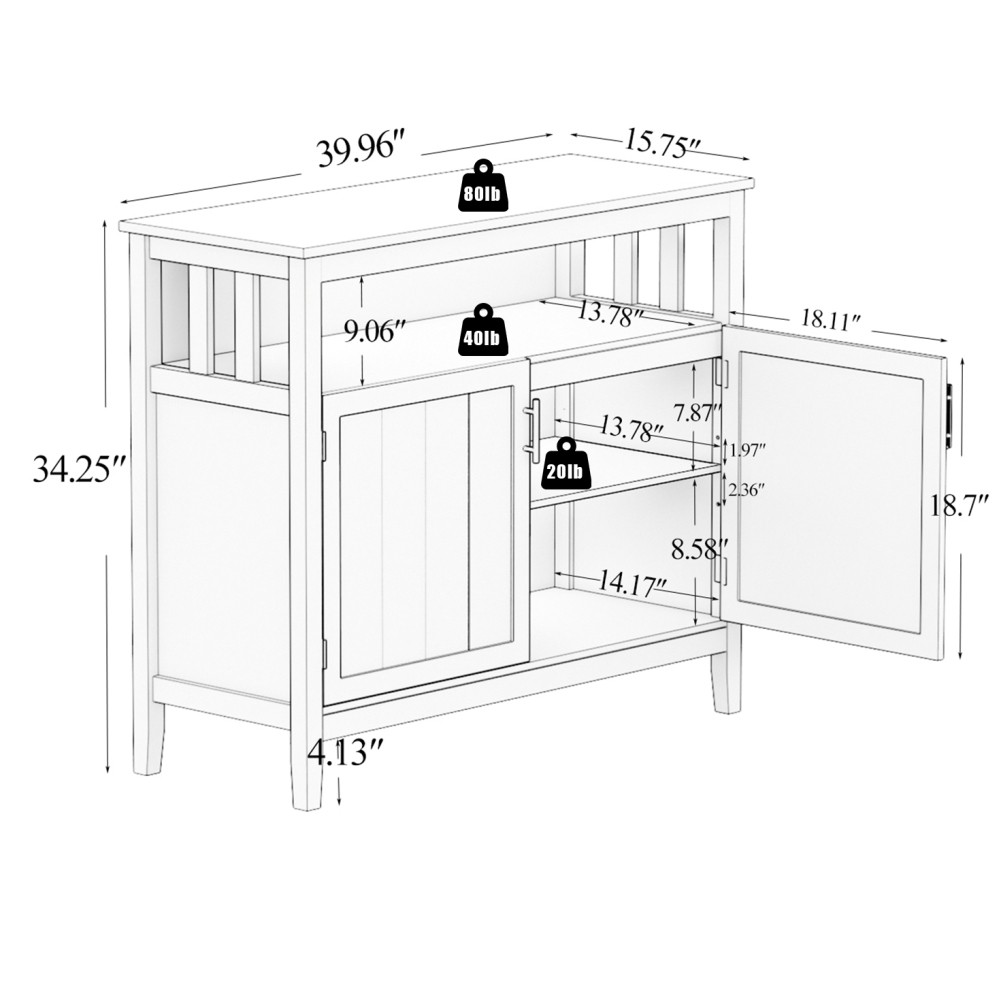 Kitchen Sideboard Buffet Display Server Cabinet with Doors Storage Drawers