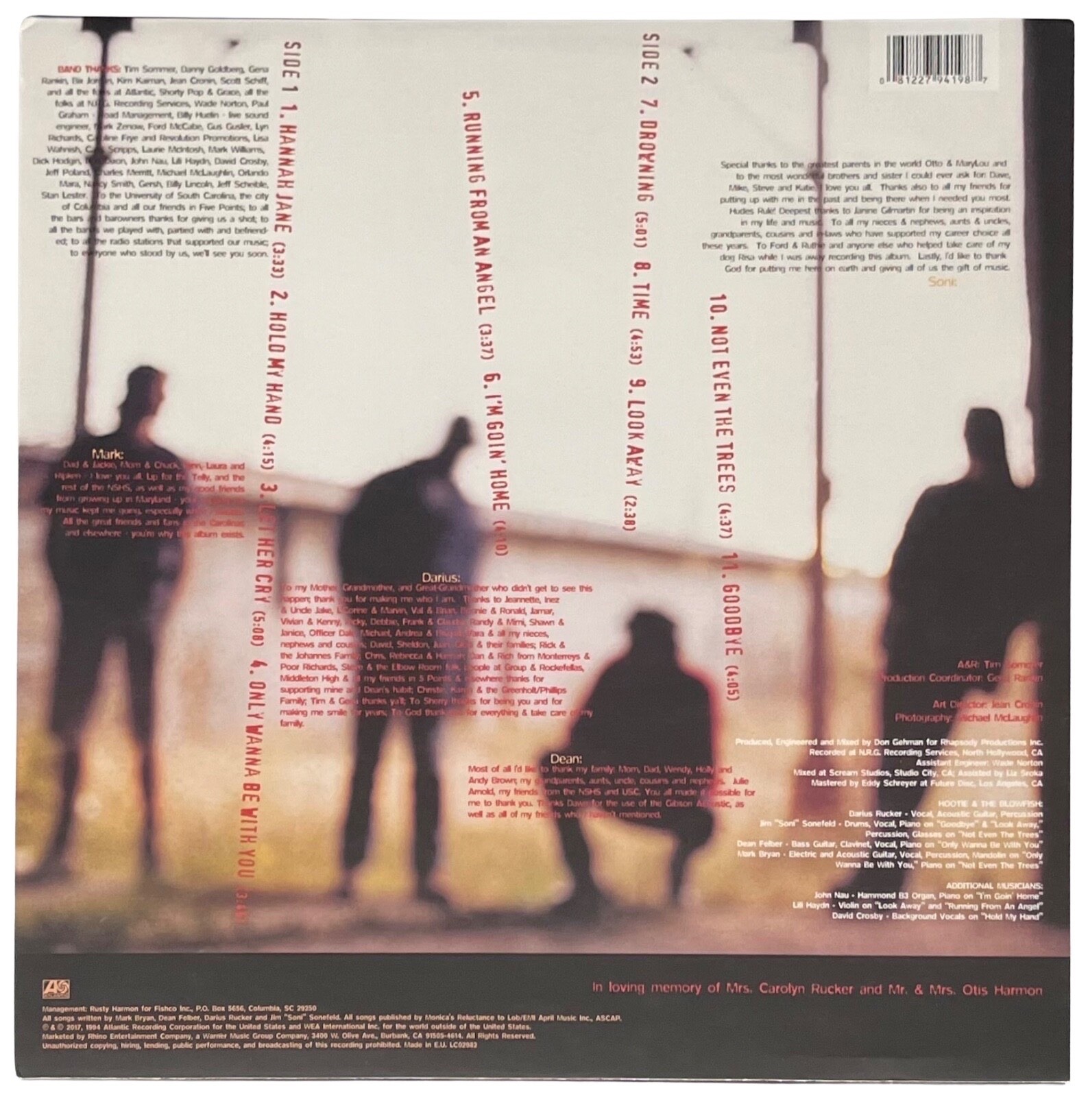 Darius Rucker Signed Hootie & The Blowfish Cracked Rear View Record Beckett COA