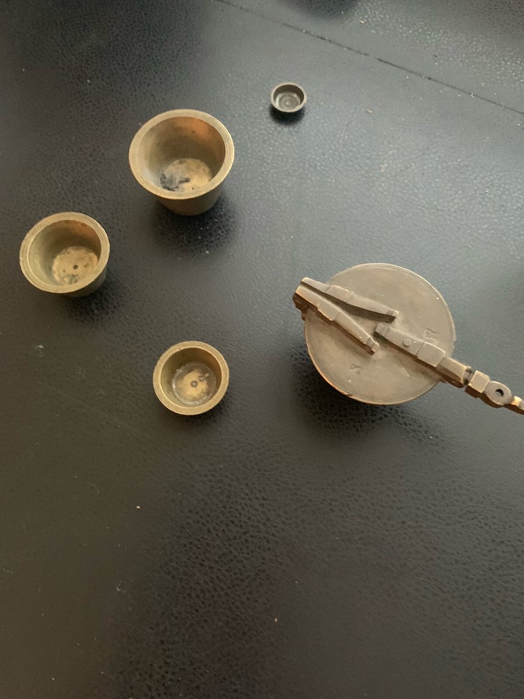Antique Brass Nesting Apothecary Scale Weights/Measures Cups