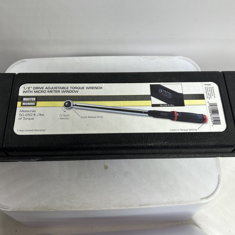 🔥Master Mechanic 1/2” Drive Adjustable Torque Wrench With Micro Meter Window