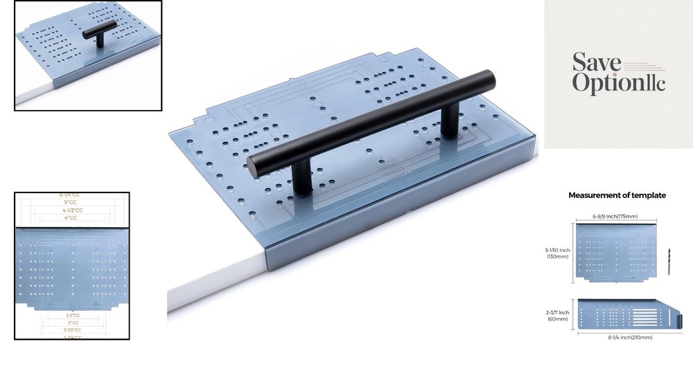 Multi-Size Cabinet Handle Template with Drilling Kit for Precise Installations