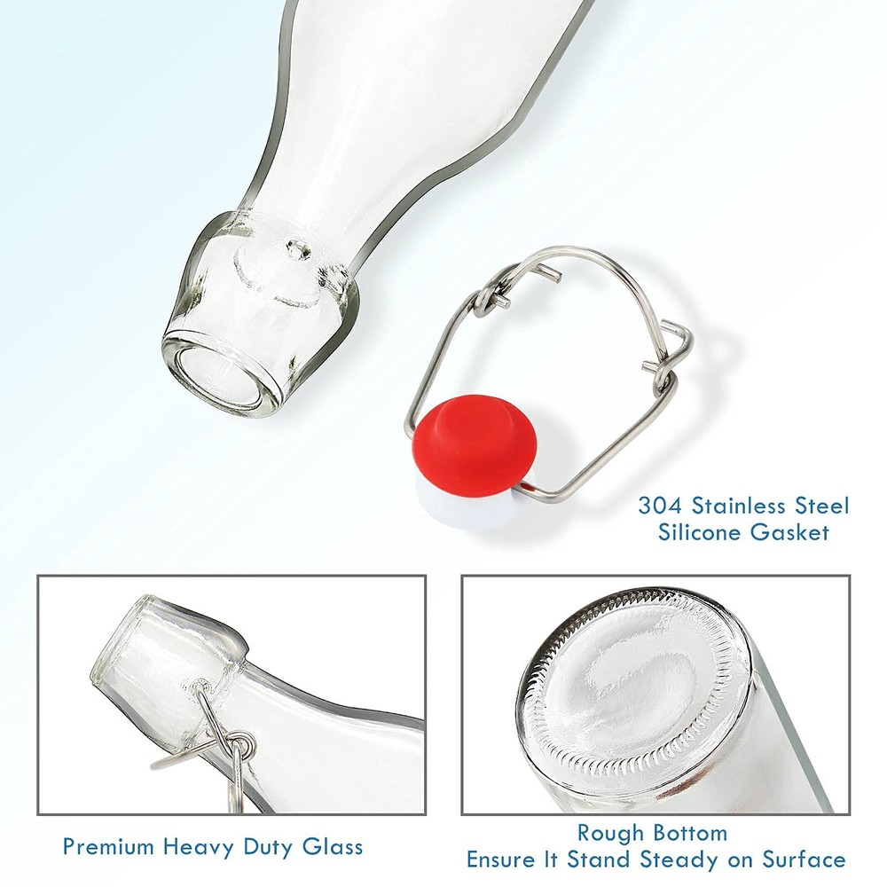 8oz Swing Top Bottles - Glass Beer Bottle with Airtight Seal Flip Caps for Ho...