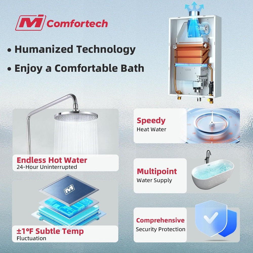 MIZUDO Tankless Water Heater Natural Gas 90,000 BTU 4.0 GPM On-Demand Hot Water