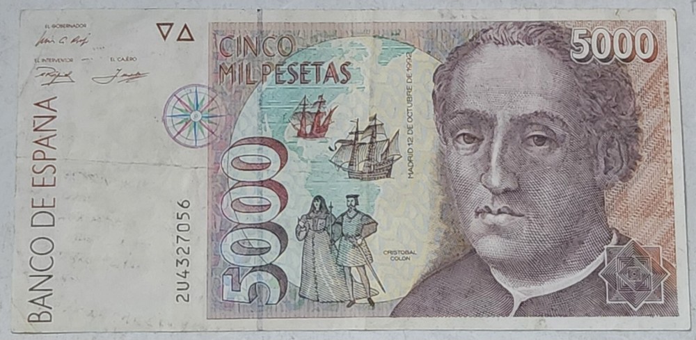 SPAIN 🇪🇦 5,000 PESETAS BANKNOTE 1992