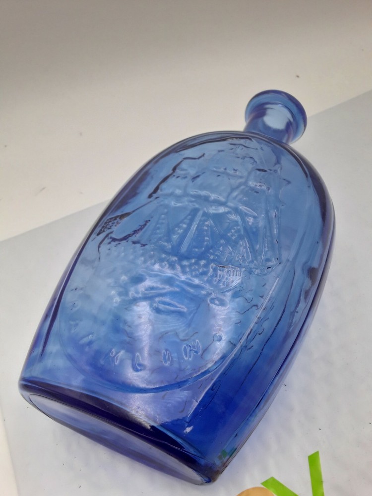 Vintage Cobalt BLUE Franklin Ship Eagle “TWD Bottle