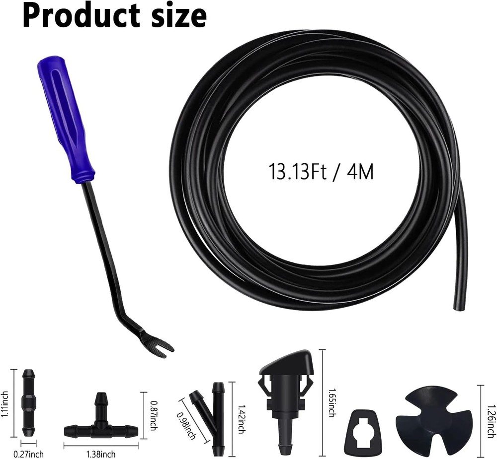 19PCS Windshield Washer Nozzles Hose Kit for Dodge Ram