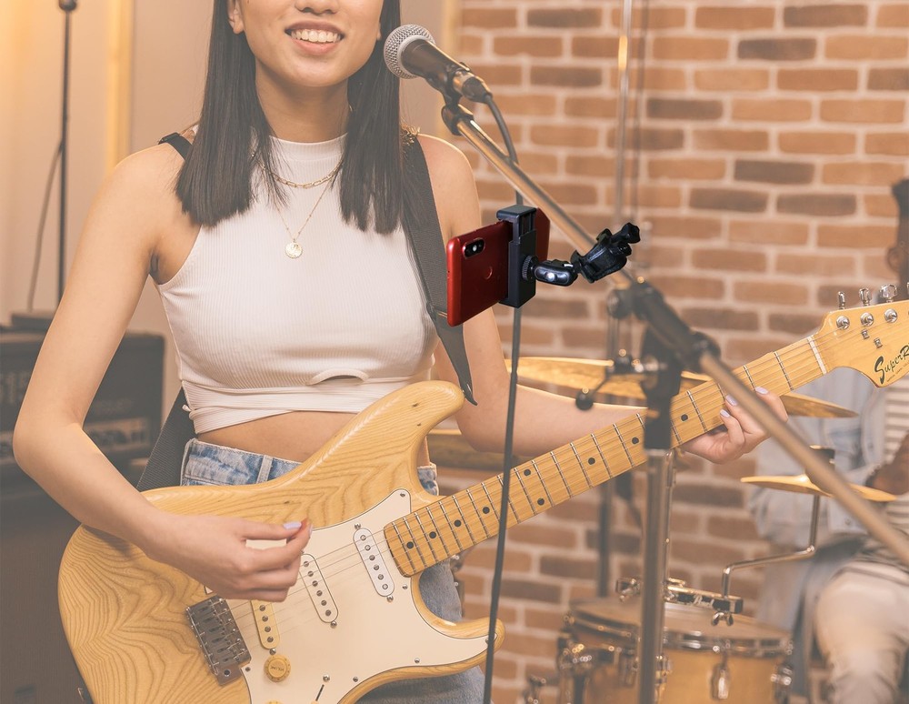 Hocoder Phone Holder for Mic Stand Clamp Single - Holder, Black