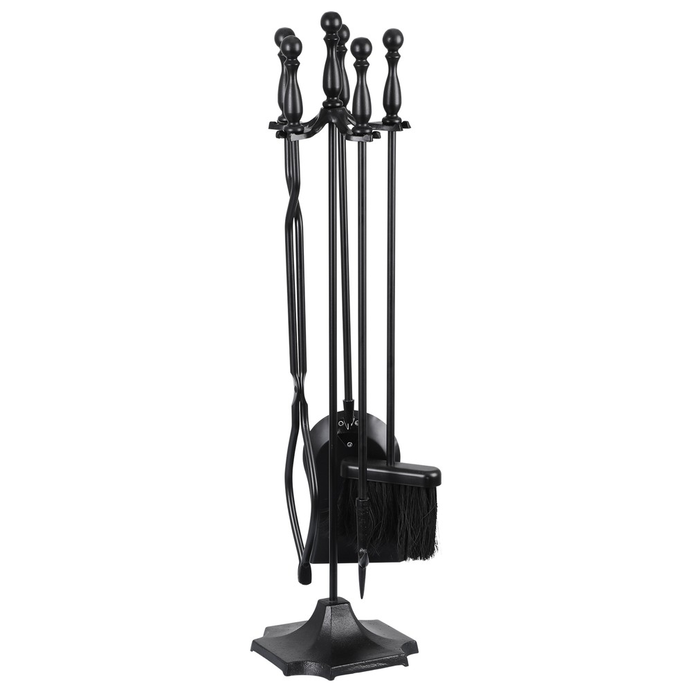 5X Fireplace Tools Set Iron Fire Place Tool set Stand Hearth Accessories Black