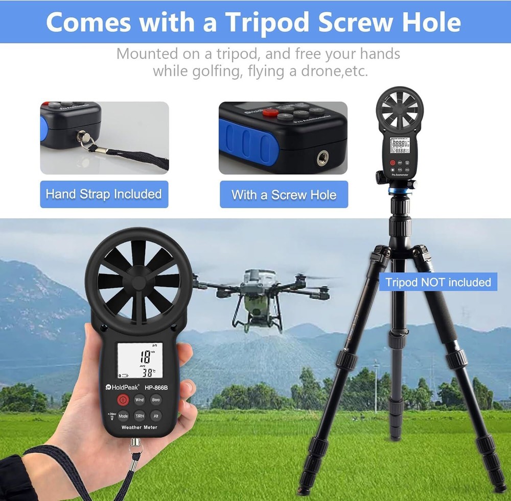 Digital Anemometer Handheld Wind Speed Meter Measure Wind Speed Wind Temperature