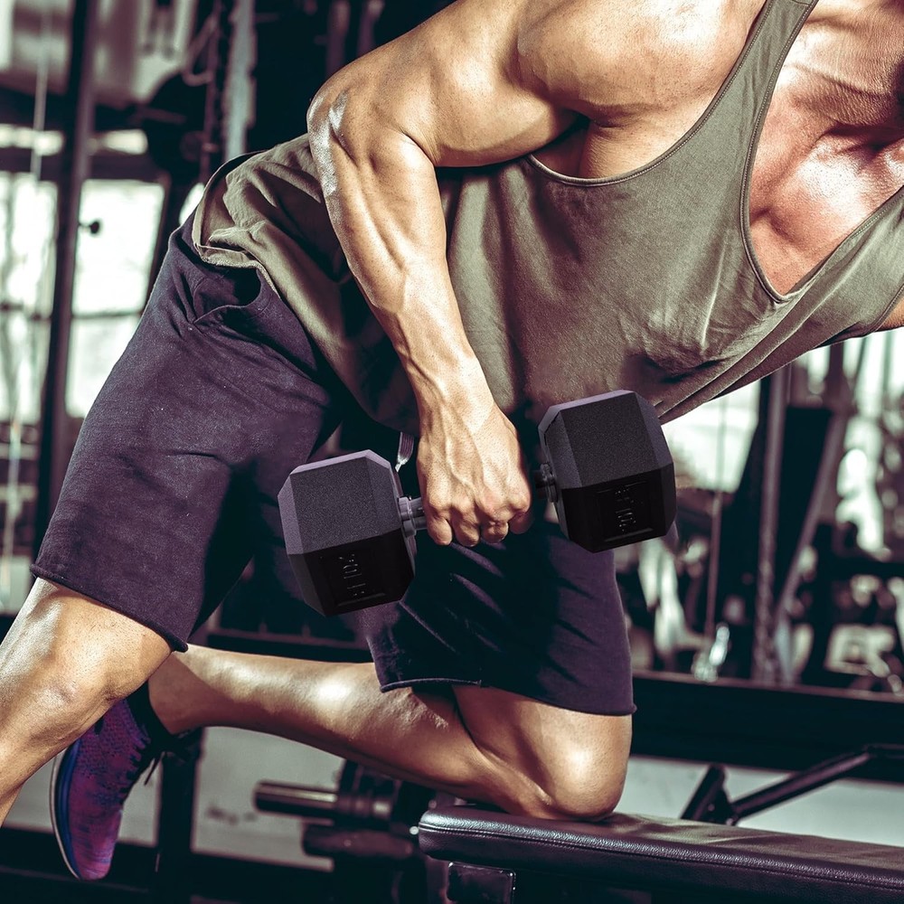 5 LB Pair Hex Dumbbells - Ergonomic Rubber Coated Strength Training Weights