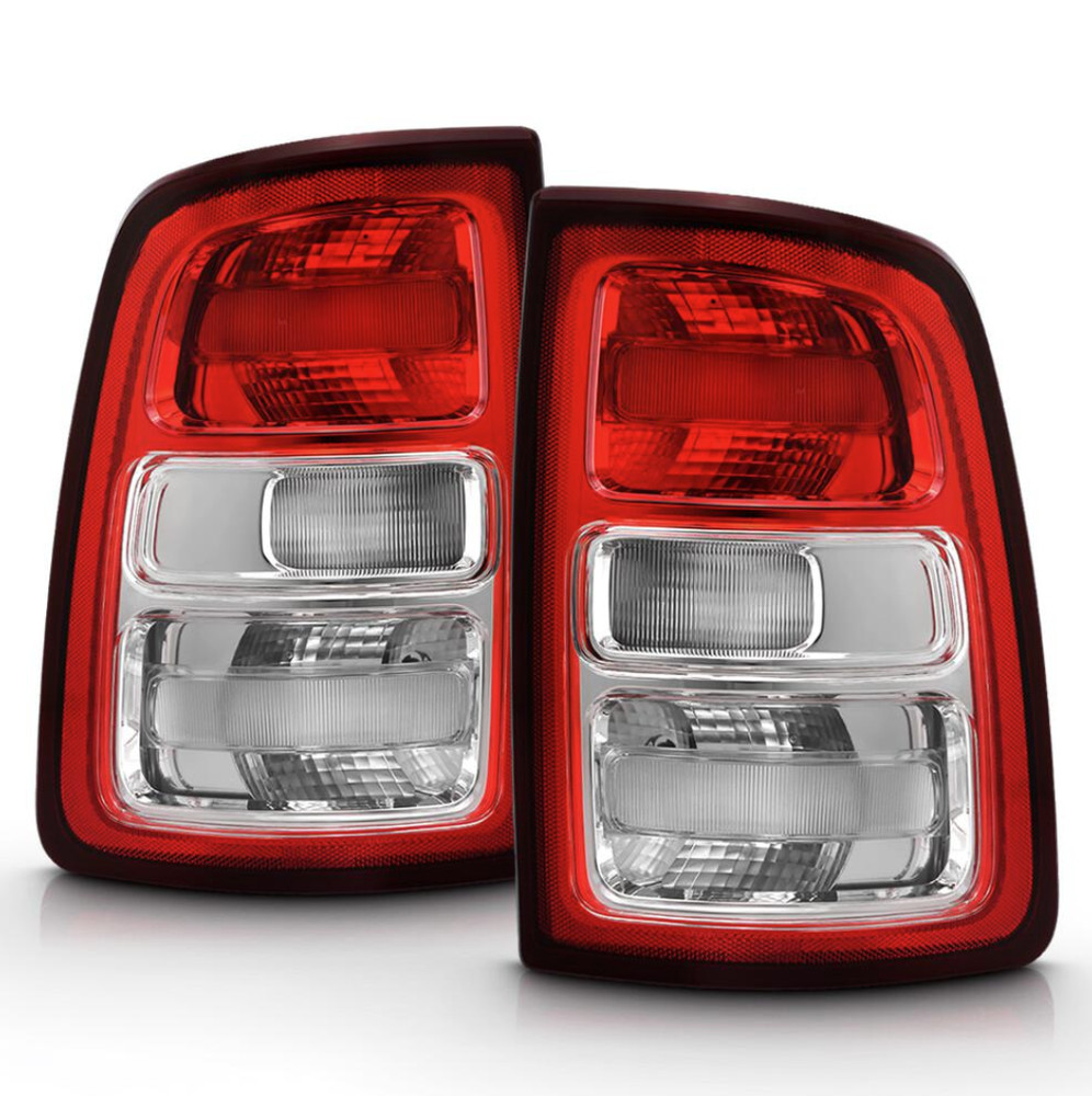 Pair Halogen Tail Light For 2019-2024 RAM 2500 3500 Incandescent Chrome Bezel