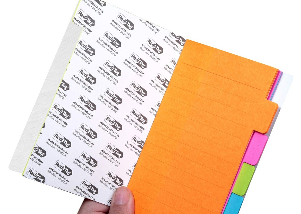 Redi-Tag Divider Sticky Notes, Tabbed Self-Stick Lined Notepads, Adhesive Not...