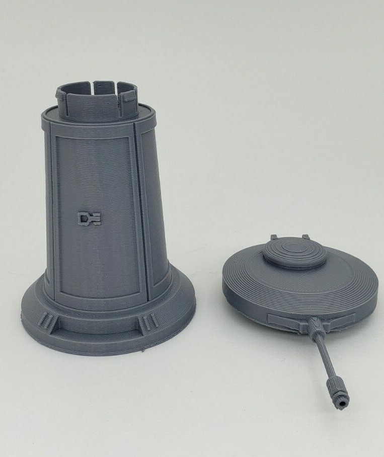 3D Printed Hoth Turret Legion Terrain Silver PLA Plastic
