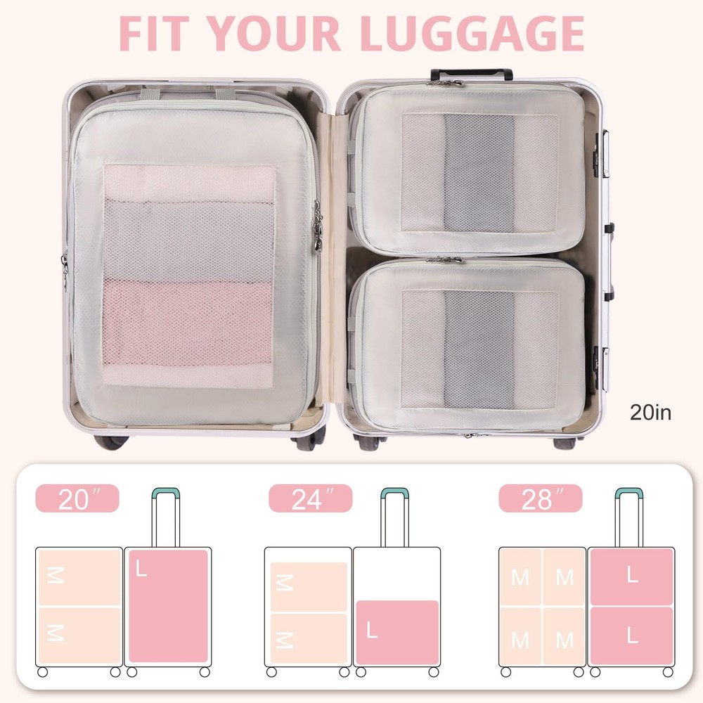 Expandable Double-Sided Compression Packing Cube，3 Set Lightweight Double Dec...
