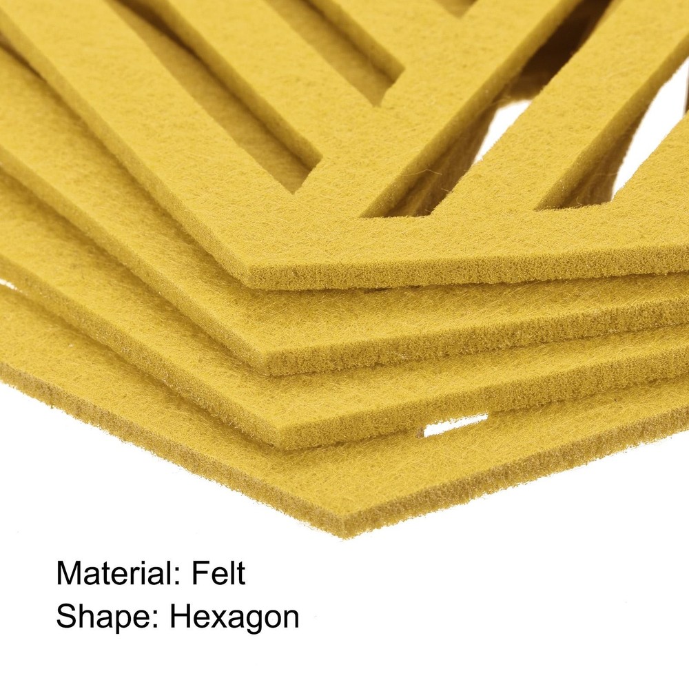 Felt Coasters, 4pcs Hexagonalagon Mat Tampons Coaster, Yellow