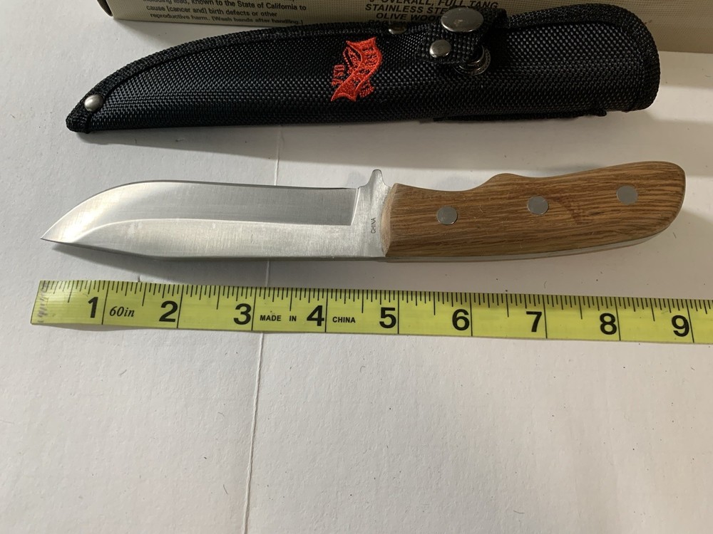 Fixed Blade Bowie Knife Full Tang Wood Handle