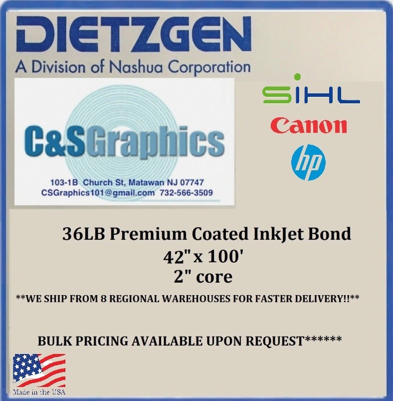 36LB COATED BOND 42"x100' PLOTTER PAPER 1 ROLL
