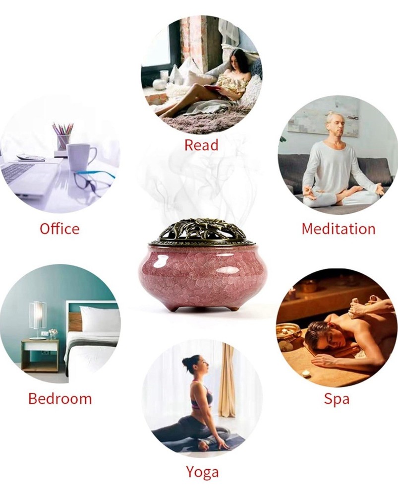 Ceramic Incense Burner with Stick Holder + Insulation use for Violet
