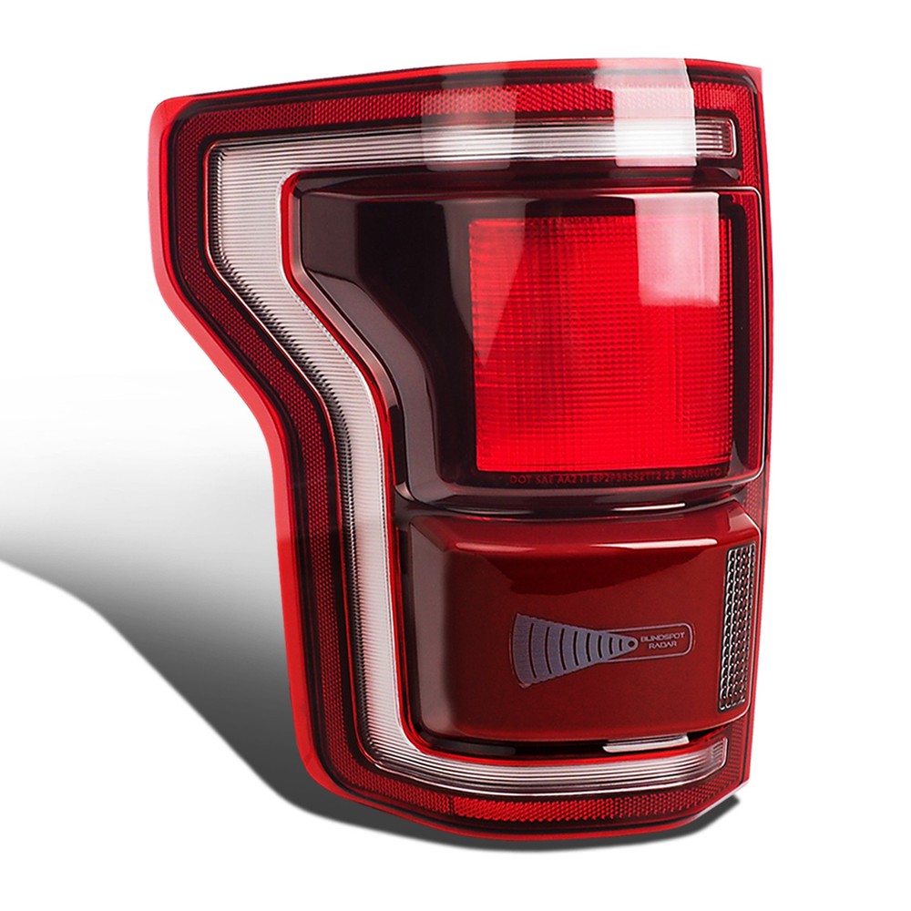 For 2017-2019 Ford F-150 LED Tail Light w/ Blind Spot Smoke Red lens Left Side