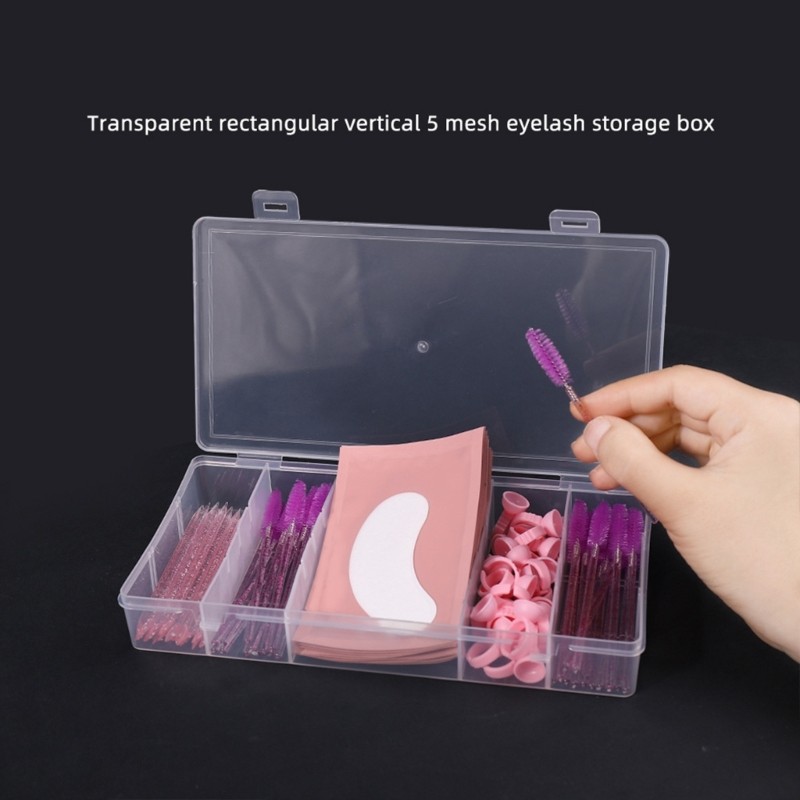 Keep Eyelash Extensions Tidy in a 5 Section Plastic Rectangular Organizer Box