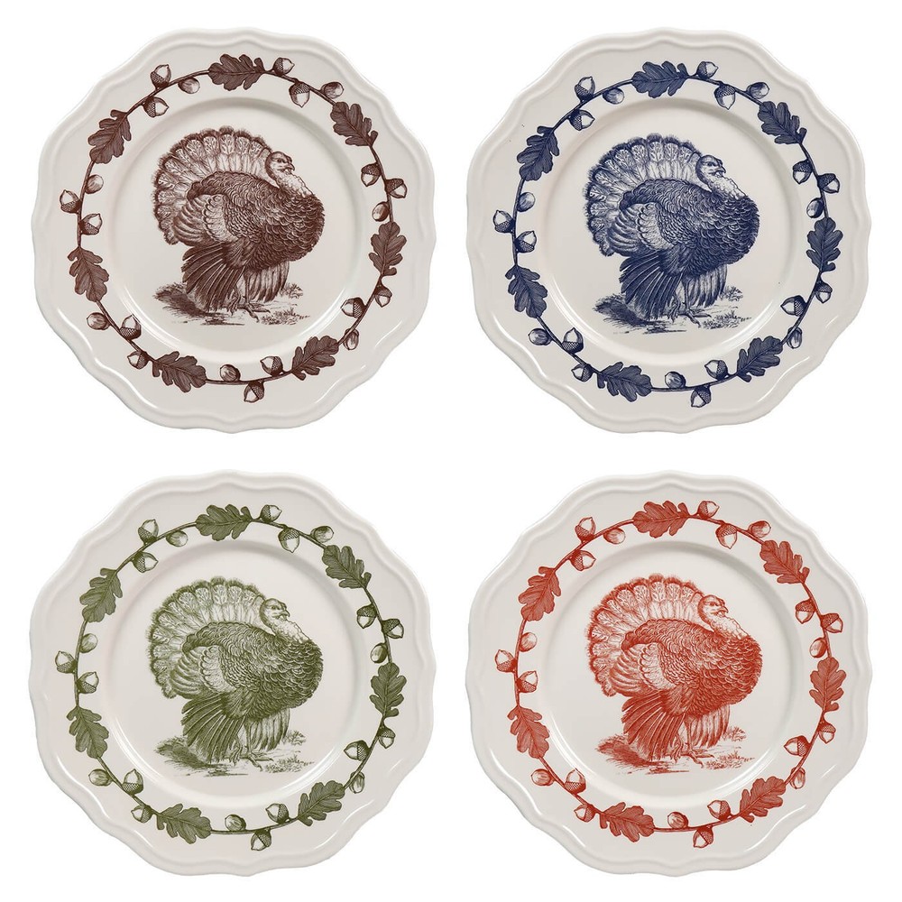 Turkey Scalloped Melamine Plates Set/4