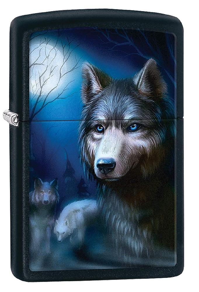 Zippo Lighter- Personalized Message Wolf WolvesZippo Lighter Black Matte Z432