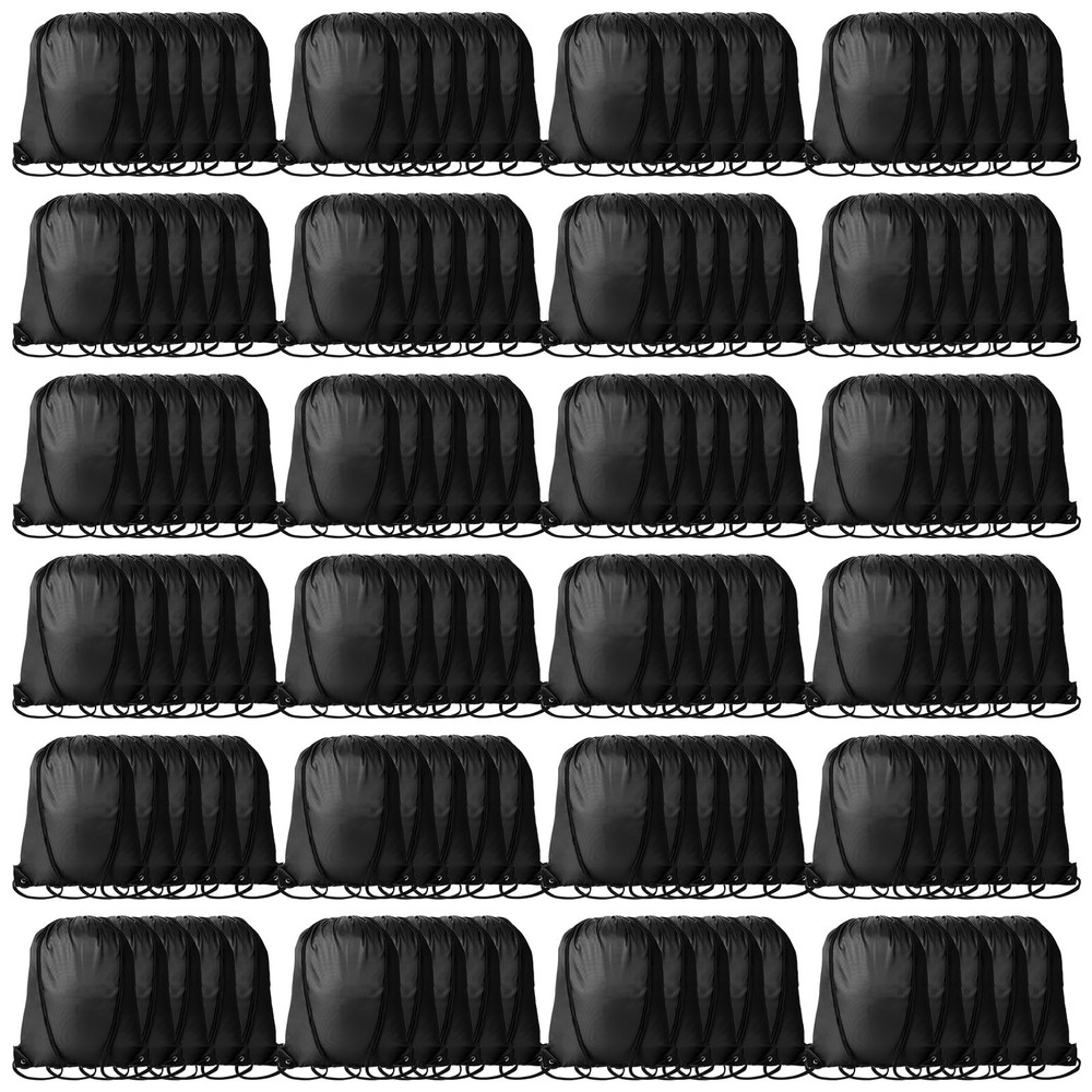 120Pcs Black Drawstring Backpacks Bulk String Bag Cinch Sack Pack Storage Kna...