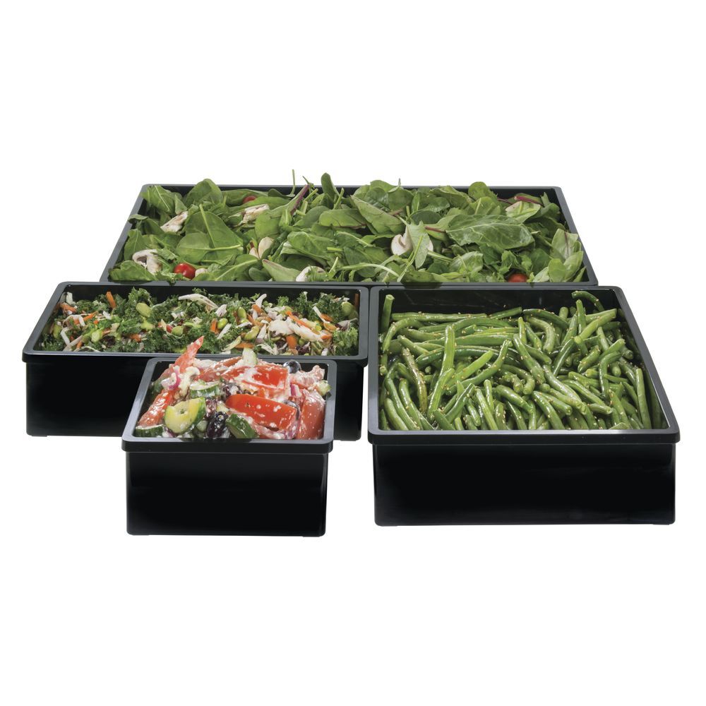 HUBERT® Serving Bowl Rectangular Black Plastic Melamine - 7" L x 6 3/8" W x 3" H