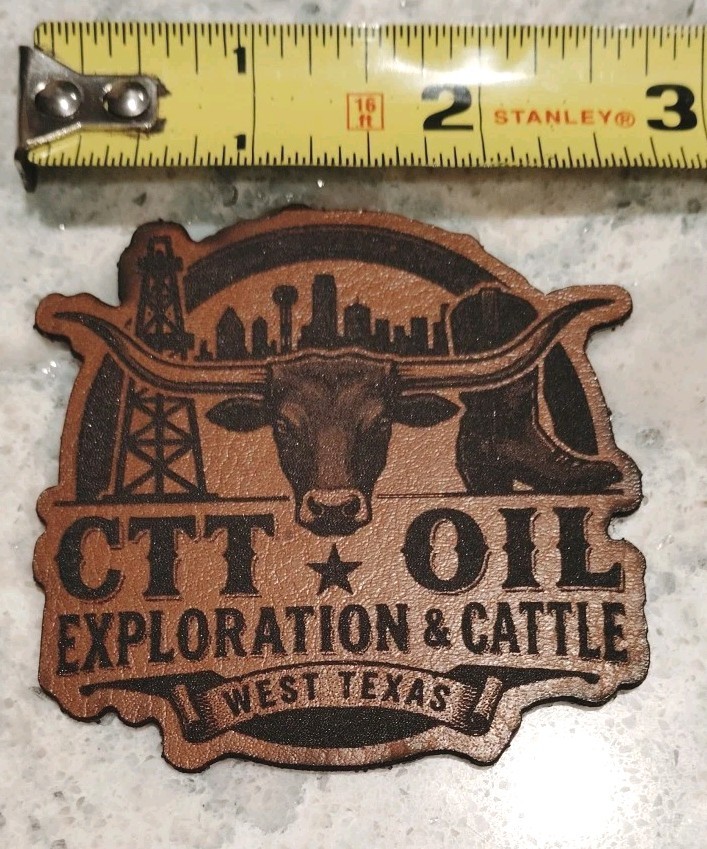 CTT Oil Exploration & Cattle Leatherette Engraved Morale Patch Hook & Loop