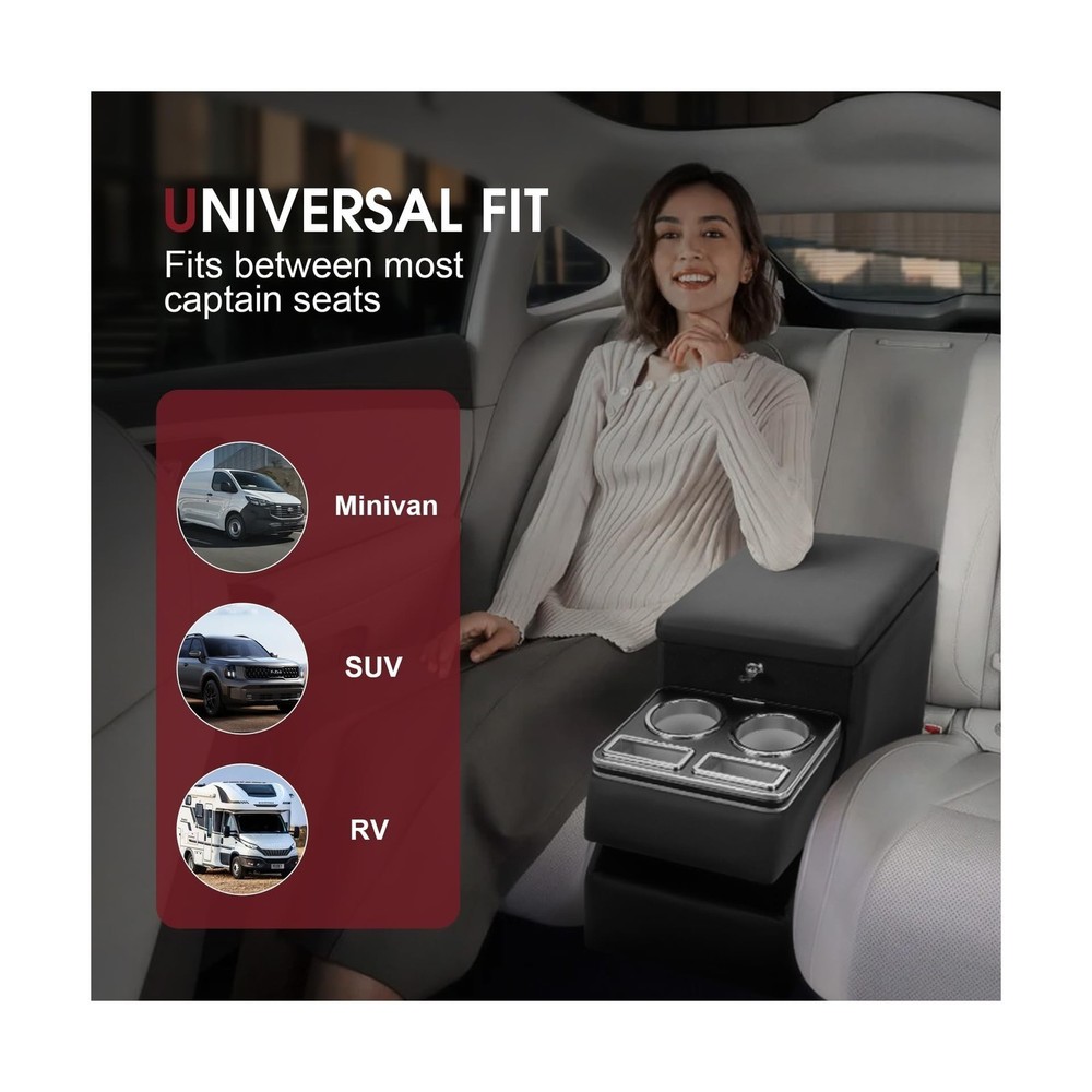 Center Console - Fit For Minivans SUVs - Middle Van w/ Locking